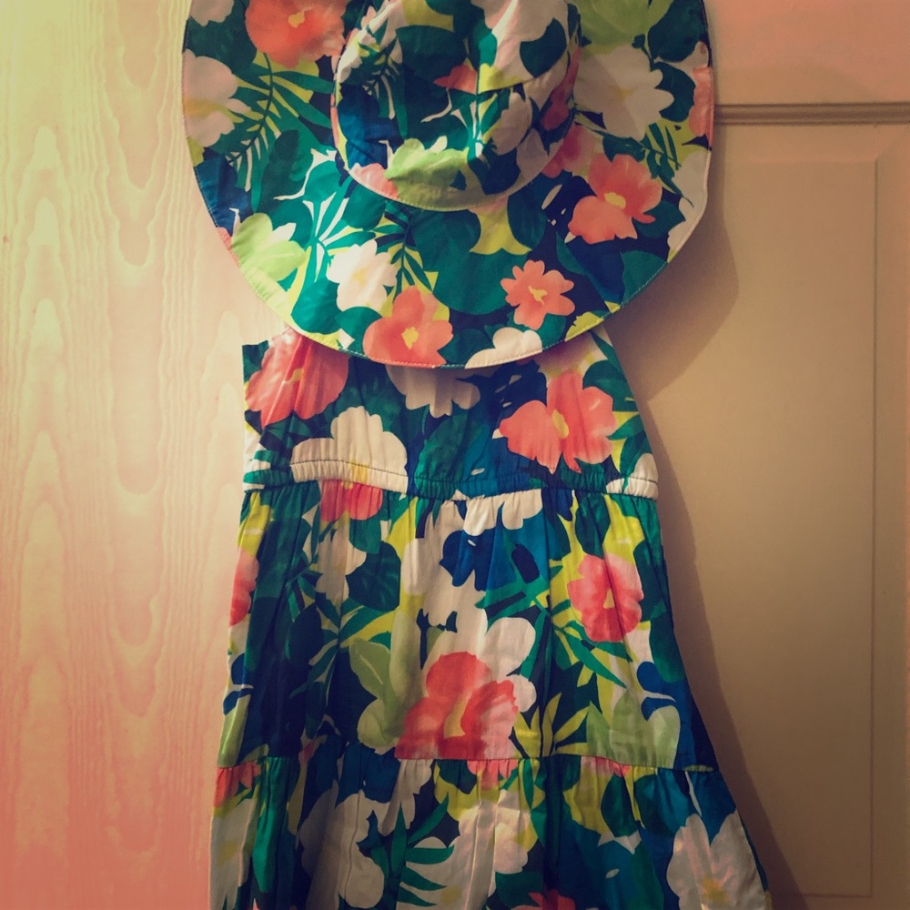 Gymboree tropical summer dress /sun hat